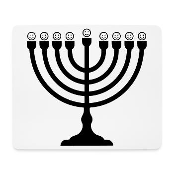 Lustige Menora mit Smileys | Chanukka Symbol - Mousepad (Querformat) - Weiß - Vorne