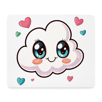 Cuddly Cloud with Hearts - Mouse Pad (horizontal) - white - Front
