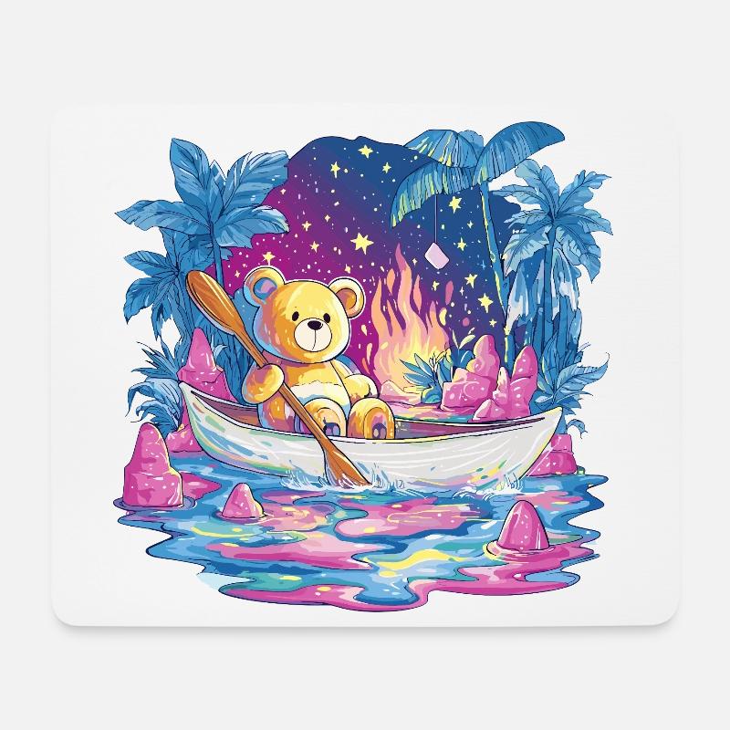 Teddy Boottraum Unter Sternenhimmel - Mousepad (Querformat) - Weiß