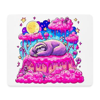 Paresseux Pourpre Dormeur sur Gâteau Rose - Tapis de souris (format paysage) - blanc - Devant