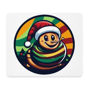 Christmas Snail with Hat and Scarf - Mouse Pad (horizontal) - white - Front