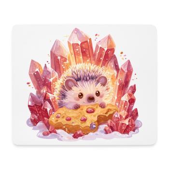 Kristall-Igel mit Cookie - Mousepad (Querformat) - Weiß - Vorne