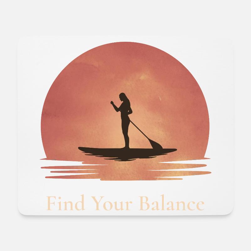 Find Your Balance – SUP Sunset - Mousepad (Querformat) - Weiß