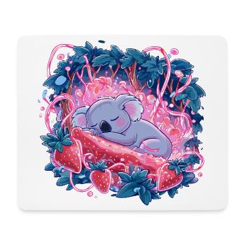 Koala endormi dans la lueur fraise - Tapis de souris (format paysage) - blanc - Devant