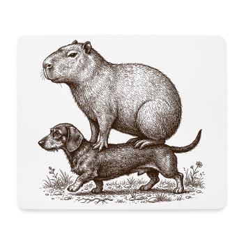 Drôle de capybara chevauchant teckel - Tapis de souris (format paysage) - blanc - Devant