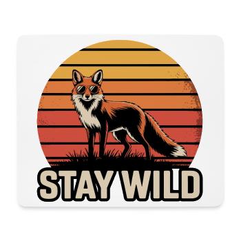 Stay Wild Fuchs – Retro Vintage Sonnenuntergang - Mousepad (Querformat) - Weiß - Vorne