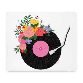 Blumige Schallplatte - Mousepad (Querformat) - Weiß - Vorne