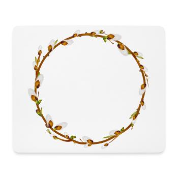 Simple couronne de saule – Décoration printanière - Tapis de souris (format paysage) - blanc - Devant