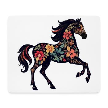 Flower Horse Floral Ornaments Horse Silhouette - Mouse Pad (horizontal) - white - Front