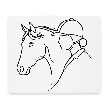 Dressage de chevaux minimaliste en silhouette - Tapis de souris (format paysage) - blanc - Devant