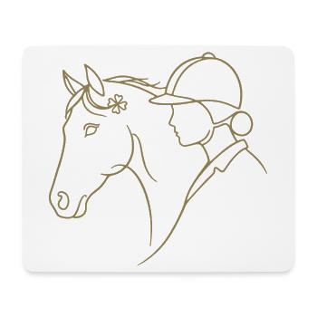Dressage de chevaux minimaliste en silhouette - Tapis de souris (format paysage) - blanc - Devant