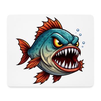 Chasseur en haute mer Piranha - Tapis de souris (format paysage) - blanc - Devant