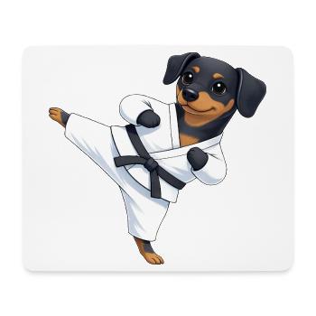 Süßer Rottweiler Welpe Karate Martial Arts Cartoon - Mousepad (Querformat) - Weiß - Vorne