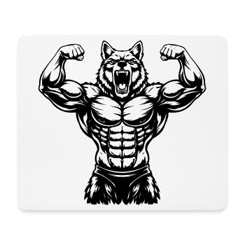 Muscular Wolf Bodybuilder Illustration - Mouse Pad (horizontal) - white - Front