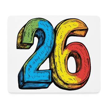 26 Zahl Bunt - Mousepad (Querformat) - Weiß - Vorne