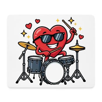 Funny drummers for Valentine's Day - Mouse Pad (horizontal) - white - Front