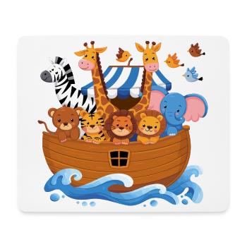 Noah's Ark Animals for Kids Cute Giraffe Elephant - Mouse Pad (horizontal) - white - Front
