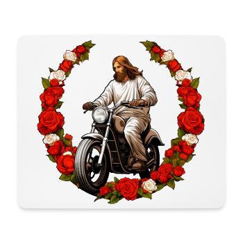 Jesus Motorcycle - Mouse Pad (horizontal) - white - Front