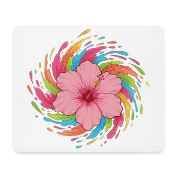 Hibiskus Farbwirbel - Mousepad (Querformat) - Weiß - Vorne