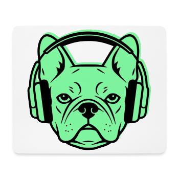 Frenchie DJ Headphones Music - Mouse Pad (horizontal) - white - Front