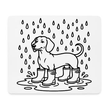 Dachshund In The Rain Funny Wellington Boots - Mouse Pad (horizontal) - white - Front