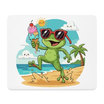 Frosch am Strand mit Eis - Mouse Pad (horizontal) - white - Front