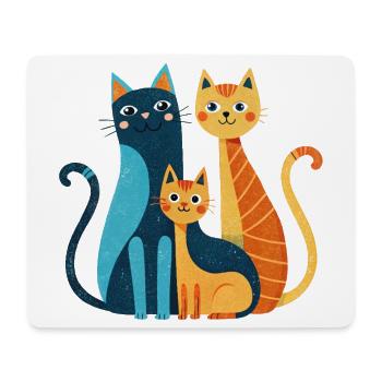 Bright Cat Trio: Modern Whimsy - Mouse Pad (horizontal) - white - Front