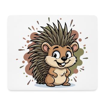 Cuddly Hedgehog Cartoon - Mouse Pad (horizontal) - white - Front