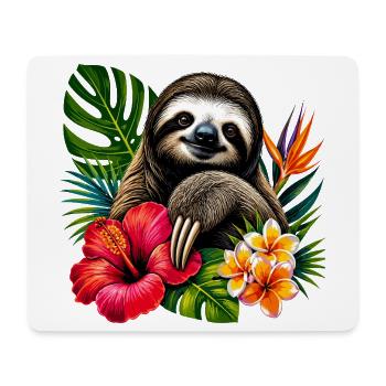 Tropical sloth in a flower frenzy - Mouse Pad (horizontal) - white - Front