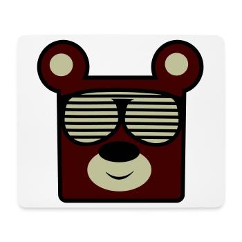 Bär mit Retro-Sonnenbrille - Mousepad (Querformat) - Weiß - Vorne