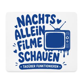 Nachts allein Filme schauen Horror - Mousepad (Querformat) - Weiß - Vorne