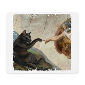 Chat gifle la main de Dieu Mème des chats drôles - Tapis de souris (format paysage) - blanc - Devant