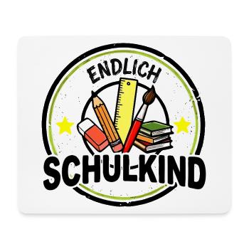 Endlich Schulkind - Schulmotiv Emblem Vintage - Mousepad (Querformat) - Weiß - Vorne