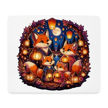 Fuchs-Familie Lanternenfest - Mousepad (Querformat) - Weiß - Vorne