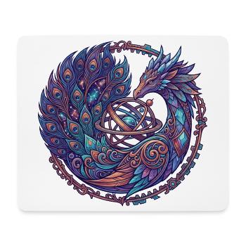 Kosmischer Phönix im Sternkreis - Mousepad (Querformat) - Weiß - Vorne