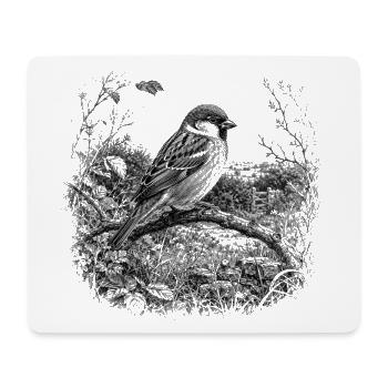 Cute sparrow in nature in drawing style - Mouse Pad (horizontal) - white - Front