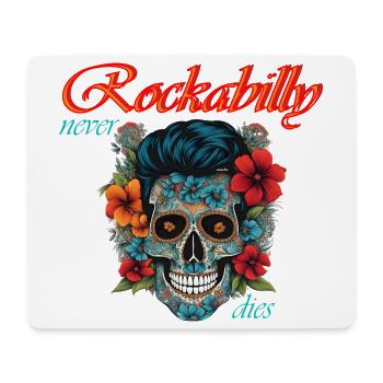 Rockabilly Never Dies – Floral Skull - Mousepad (Querformat) - Weiß - Vorne