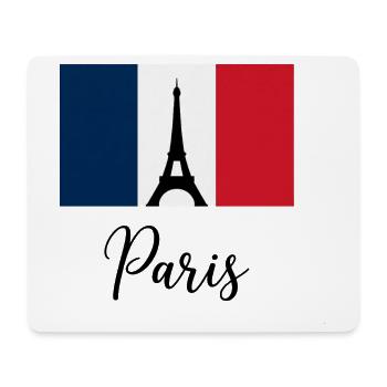 Paris Tricolore & Eiffelturm-Silhouette - Mousepad (Querformat) - Weiß - Vorne