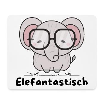 Elefantastisch – Süßer Elefant mit Brille - Mousepad (Querformat) - Weiß - Vorne