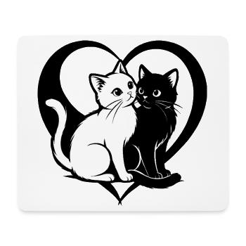 ❤ 🐱 Gatti Innamorati – Amore felino con cuore 2 - Mousepad (Querformat) - Weiß - Vorne