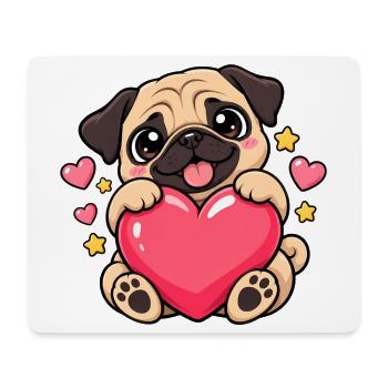 Mops Hund süßer Mops niedlicher Mops - Mousepad (Querformat) - Weiß - Vorne