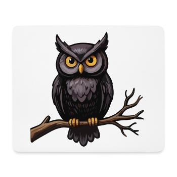Eule auf einem Ast - Mousepad (Querformat) - Weiß - Vorne