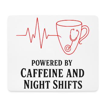 Kaffee und Nachtschichten - Mousepad (Querformat) - Weiß - Vorne