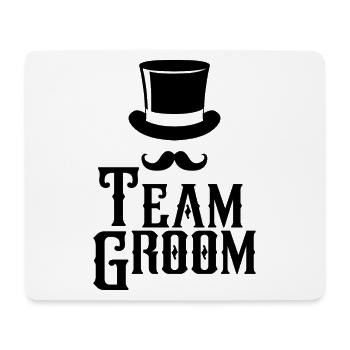 Team Groom Top Hat & Mustache Mens Enterrement de vie de garçon - Tapis de souris (format paysage) - blanc - Devant