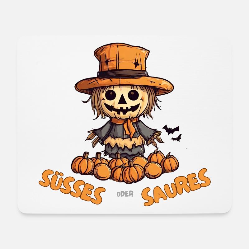 Süßes oder Saueres Halloween Vogelscheuche - Mousepad (Querformat) - Weiß