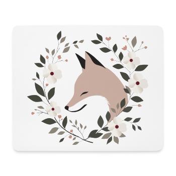 Fuchs mit Blumen - Mousepad (Querformat) - Weiß - Vorne
