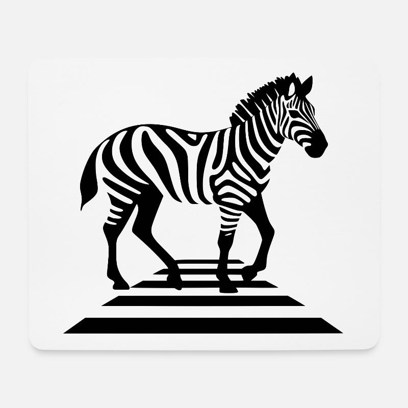 Zebra auf Zebrastreifen - Mousepad (Querformat) - Weiß