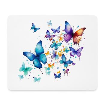 Papillons Coloré Coloré Belle Art Nature - Tapis de souris (format paysage) - blanc - Devant