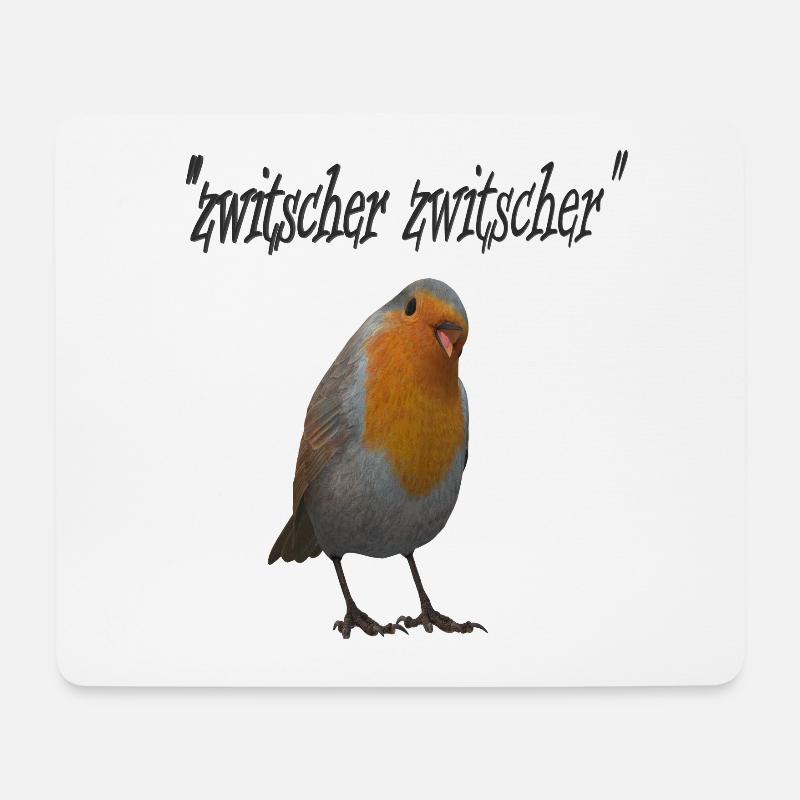 Rotkehlchen Design - Mousepad (Querformat) - Weiß