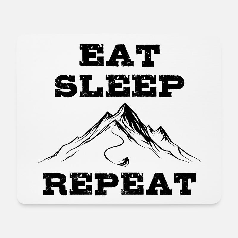 Eat Sleep Ski Repeat - Ski - Ski fahren - Mousepad (Querformat) - Weiß